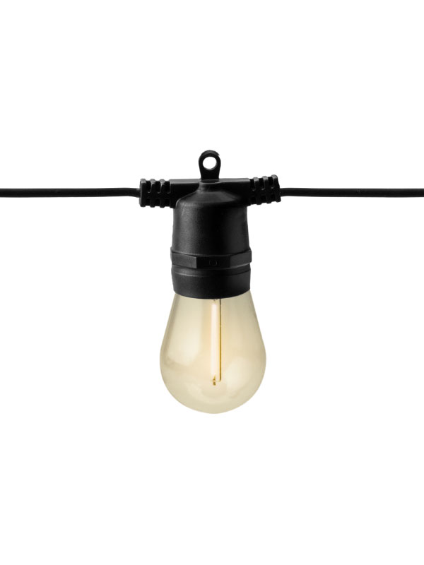 Einzelne Lampe der Lichterkette Partylights Filament aus der Naehe